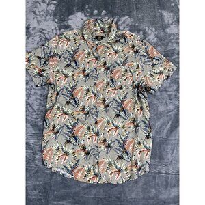 Lee Regular Fit Tropical Print Mens Button-Down Shirt Short-Sleeve Size L
